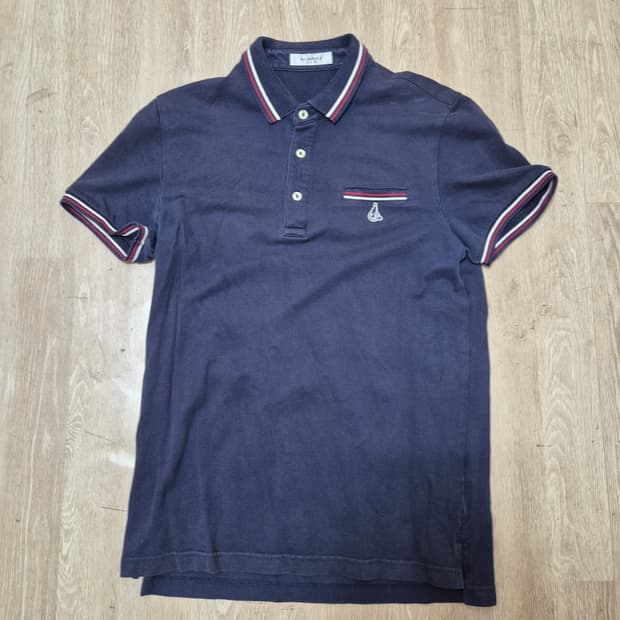 빈폴 로고 네이비 반팔 카라티