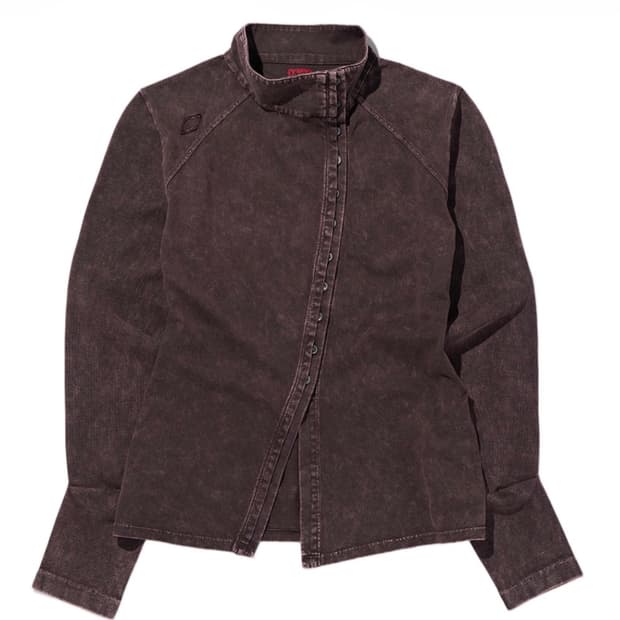 (W) 미스치프 워시드 저지 셔츠 퍼플 브라운