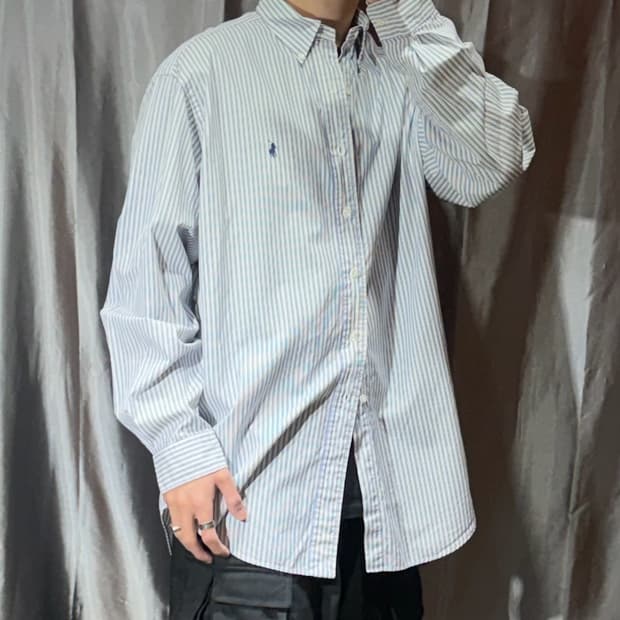L 폴로랄프로렌 클래식핏 블루포니 스트라이프 셔츠