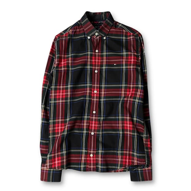 타미힐피거 레드네이비 체크 긴팔 셔츠 빈티지핏 XS