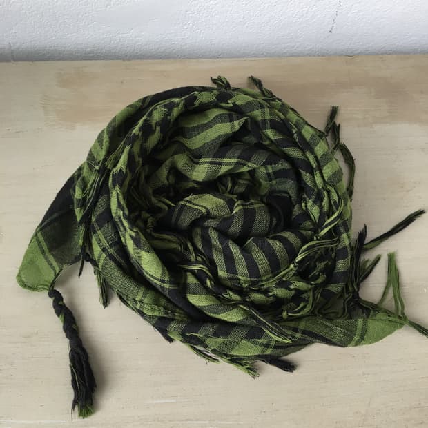 check pattern fringe scarf