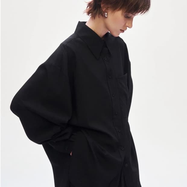 새상품)트리밍버드 오버핏 플리츠 셔츠