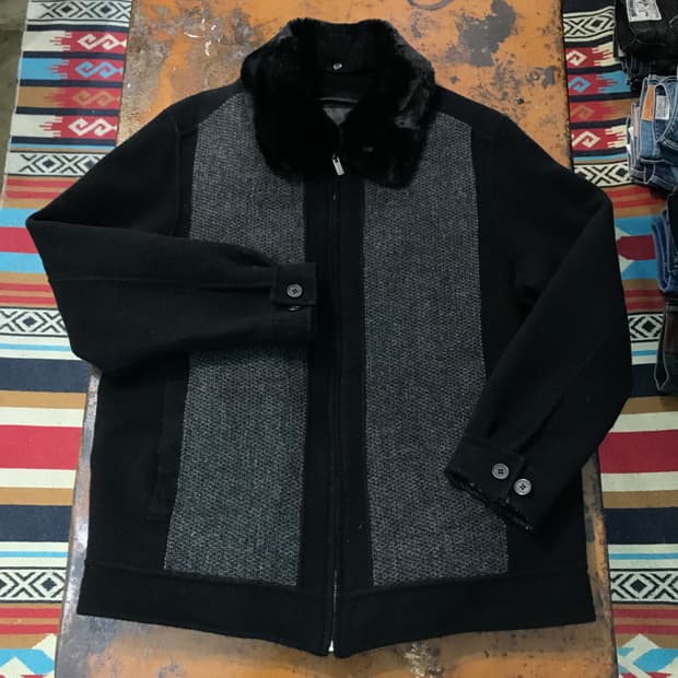 VTG 빈티지 블랙 배색 집업 블루종 자켓 남성 105 사이즈 