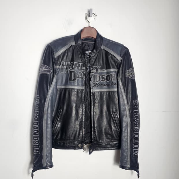 S 할리데이비슨 가죽 라이더 자켓