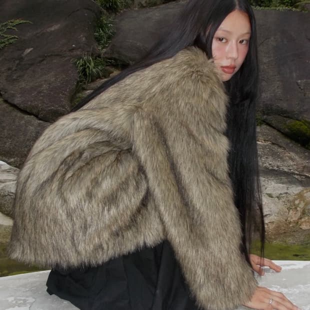 FLARE UP 플레어업 Fur Jacket 퍼자켓 차콜