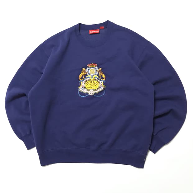 슈프림 크레스트 크루넥 맨투맨 워시드 네이비
