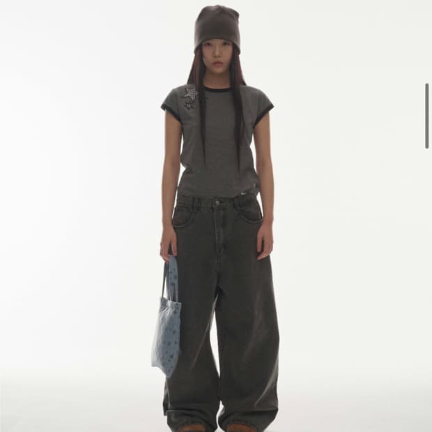 코이세이오 W STITCH DENIM PANTS BLACK