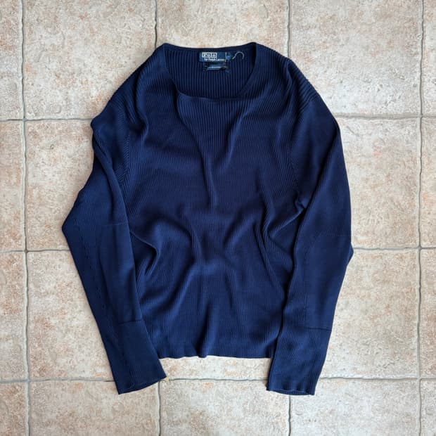 [착샷O] Polo cotton navy knit (mercerized)