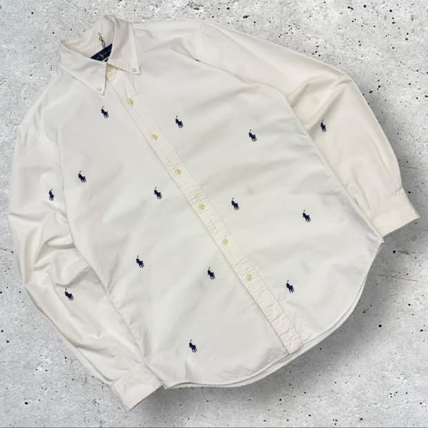 [S] 폴로 랄프로렌 화이트 멀티 포니 로고 셔츠 B406