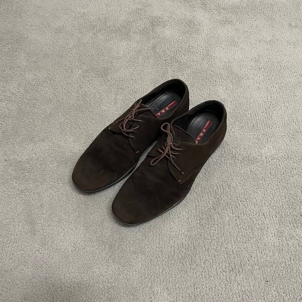 270) 프라다 스포츠 스웨이드 레더 레이스업 더비 스니커즈