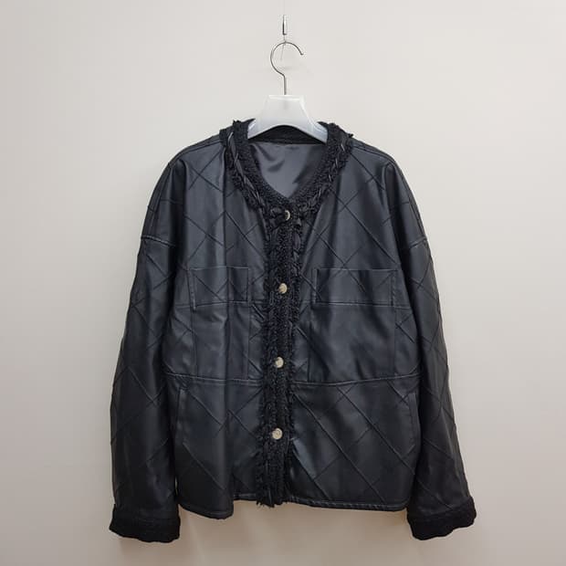 한섬 시스템 SYSTEM 2022 퀼팅 레더 터치 자켓 82-94-160