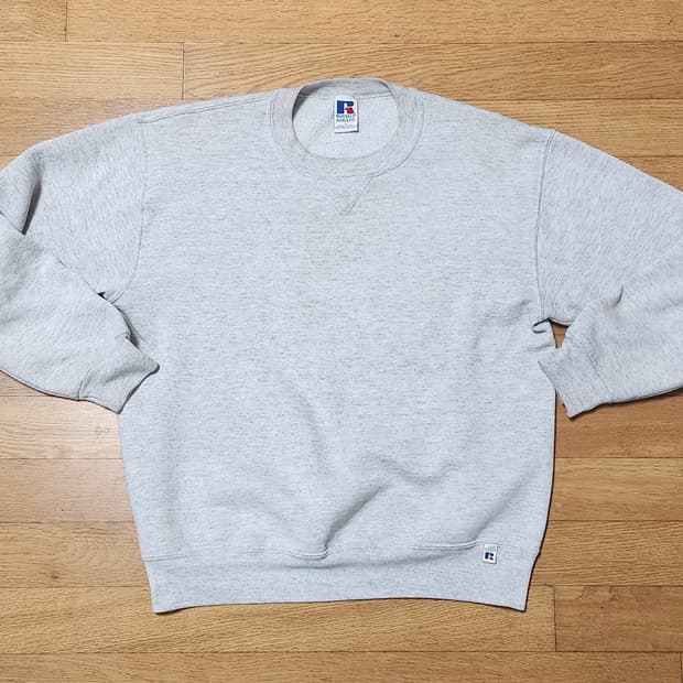 90s 러셀 스웻셔츠 L USA (라이트 그레이, ASH)