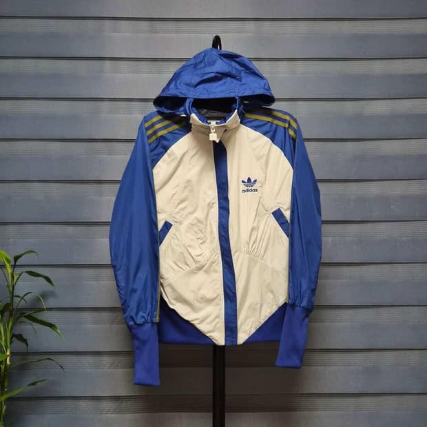 아디다스 후드 져지 바람막이 블루/아이보리 90