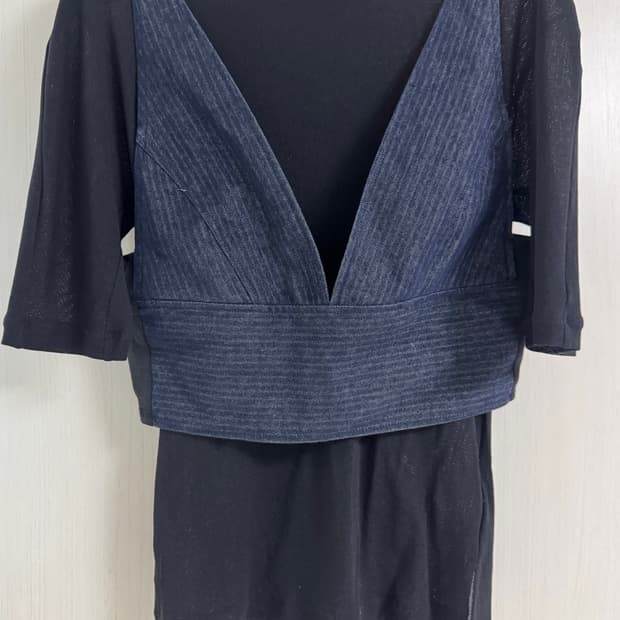 SYSTEM 뷔스티에+시스루 목티 상의