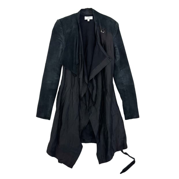Helmut Lang Draped Suede Coat/ P