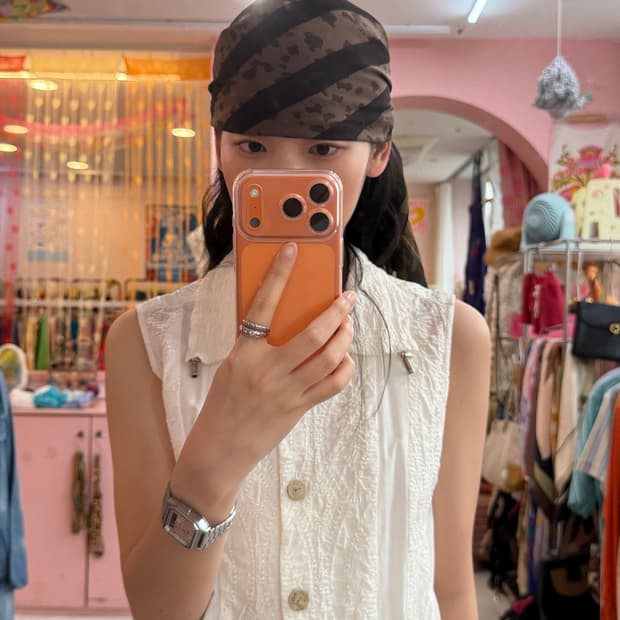 빈티지 호피 스트라이프 스카프