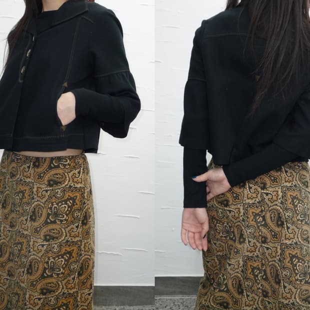flared cape black jacket