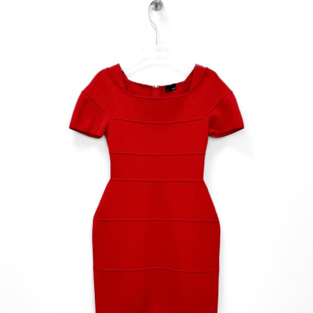 펜디 레드 바디콘 드레스