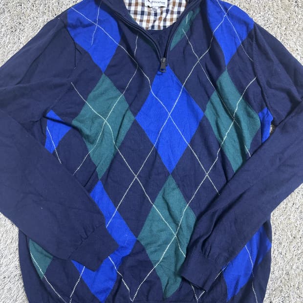 일본판 AQUASCUTUM GOLF 반집업 니트 사이즈 105-110