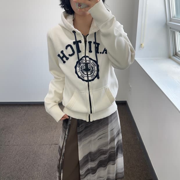 Abercrombie 아베크롬비 아이보리 후드집업