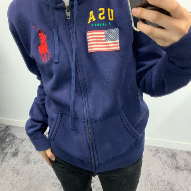 폴로 랄프로렌 빅포니 성조기 후드집업 네이비