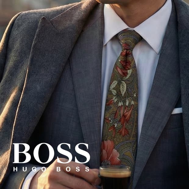 휴고보스 실크 플라워 페이즐리 넥타이 9.5cm A+등급 A19570
