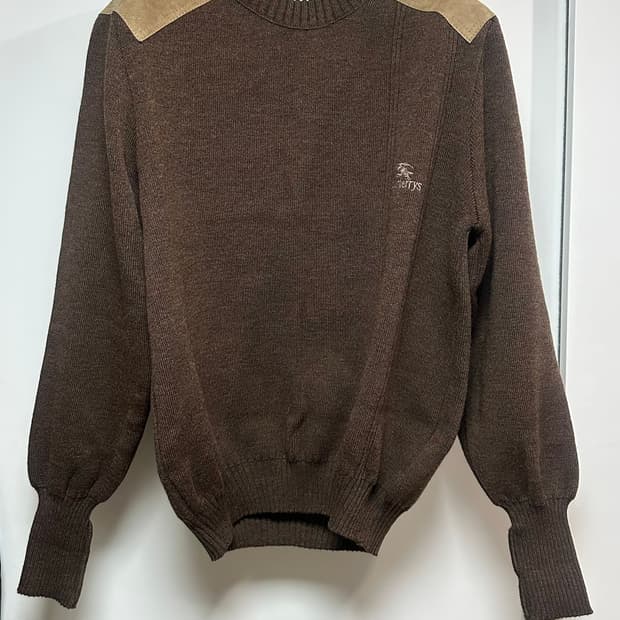 버버리 90s 코만도 브라운 울 패치 니트