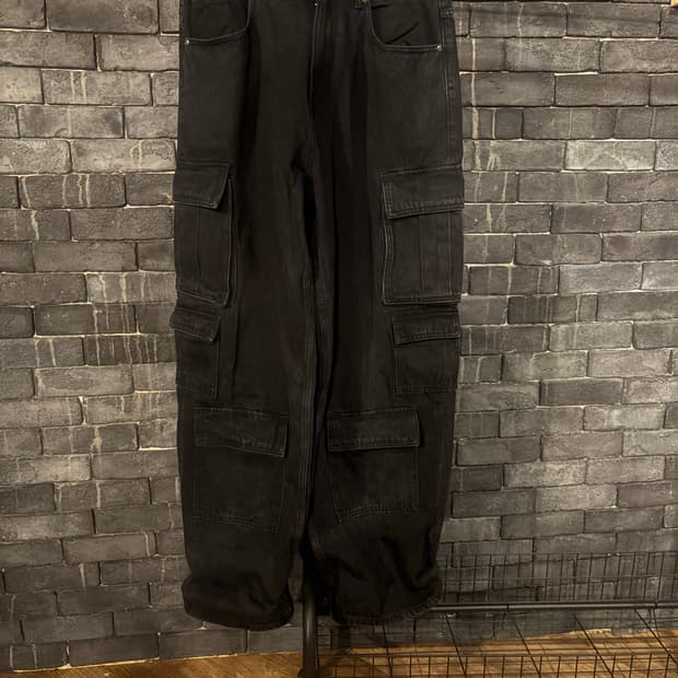 [새상품/33] 남성 흑청카고바지