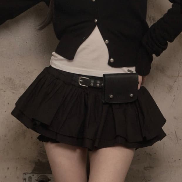 새상품/ 카키포인트 캉캉 스커트