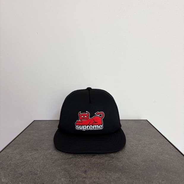 (OS) 슈프림 토이 머신 메쉬 백 5패널 볼캡 모자 블랙