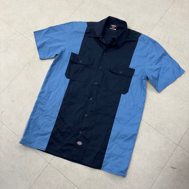 디키즈 투톤 스몰로고 하프셔츠