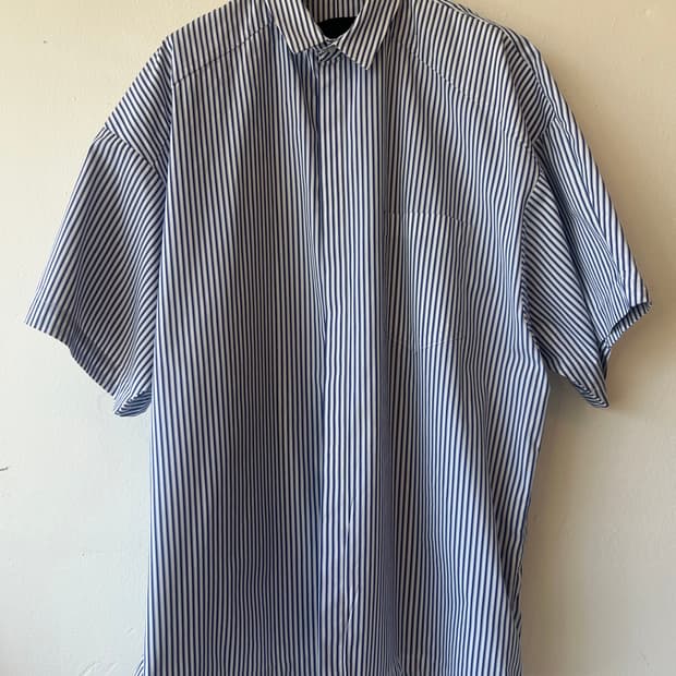준지 JUUN.J 남성 네이비 스트라이프반팔셔츠
