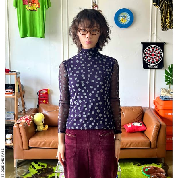 90-00s Rosa d'oro Japan Dot Long-Sleeve