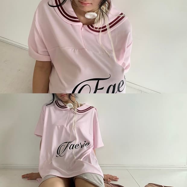 샵 페어리 메쉬 루즈 탑 핑크