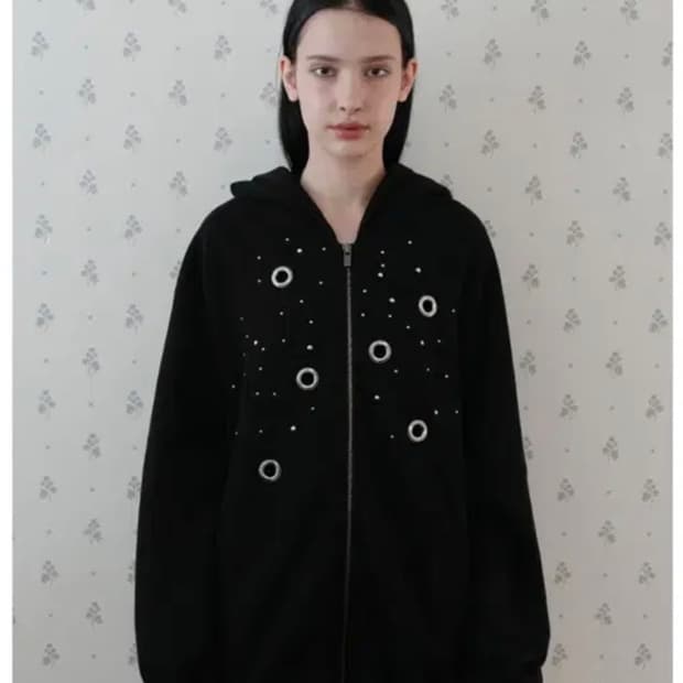 페인츄얼 스터드 써클 링 후드집업