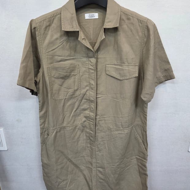 스튜디오 톰보이 린넨 원피스 셔츠반팔 프리 