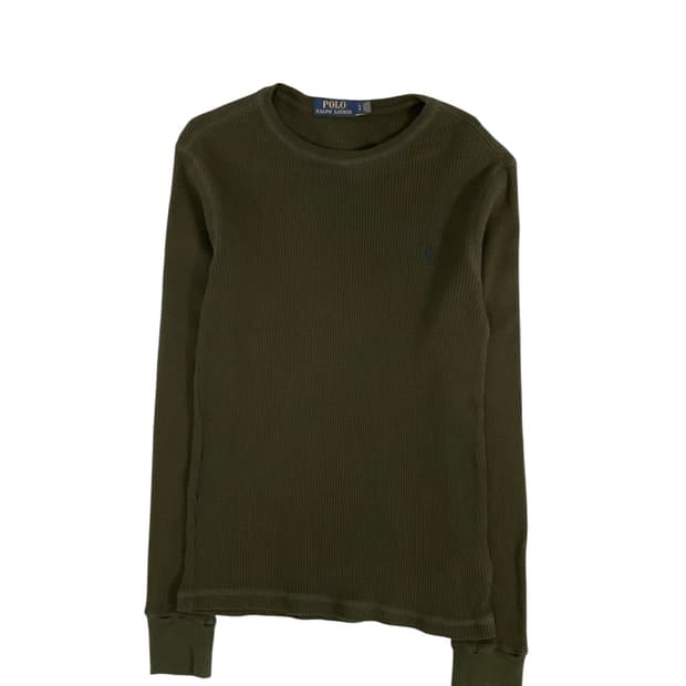 폴로 와플 롱 슬리브리스 카키 (woman s)