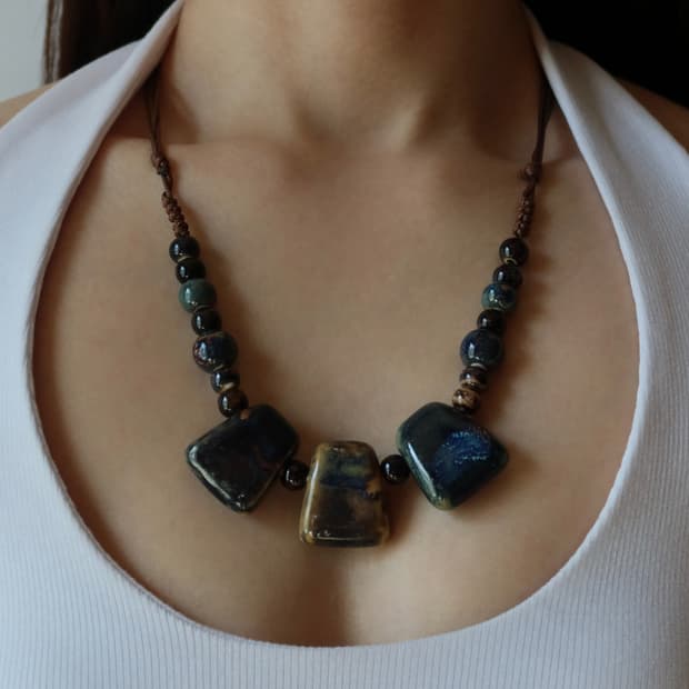 chunky stone beaded necklace