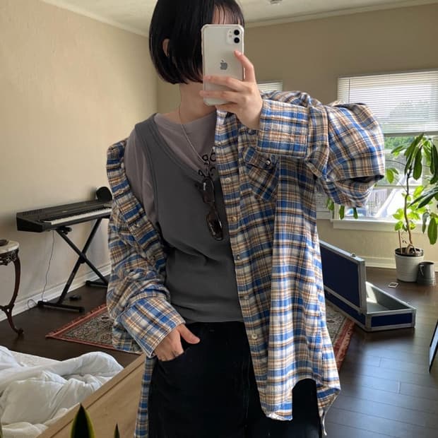 포켓 체크 셔츠 (Man 3XL) AB0618