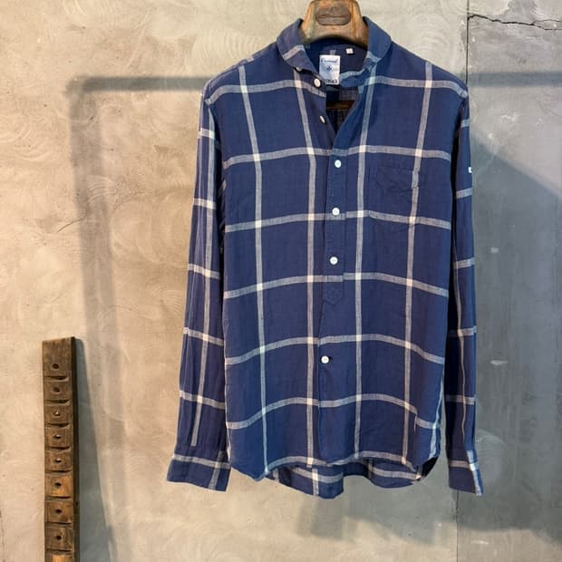 하버색 리넨 윙칼라셔츠 100