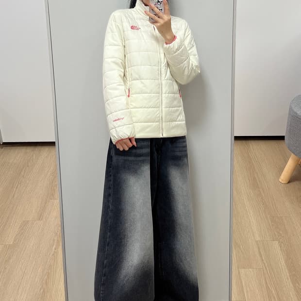 노스페이스 리버시블 딸기우유 아이보리 양면 경량 패딩