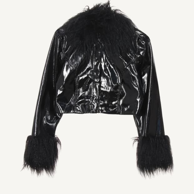 디바이디드에이치앤앰 가죽 퍼 자켓 xs 갸루 y2k h&m 