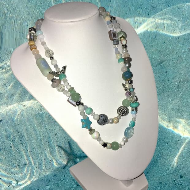 Mint starry necklace ✧༚。