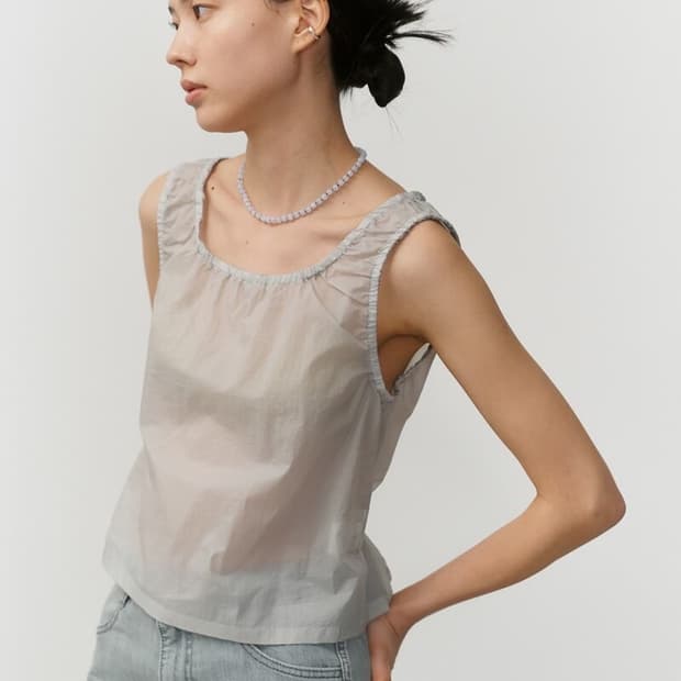 아모멘토 amomento 스트링 스퀘어 넥 탑 그레이