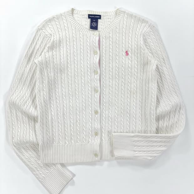 폴로 랄프로렌 크림 아이보리 여성 케이블 니트 가디건 