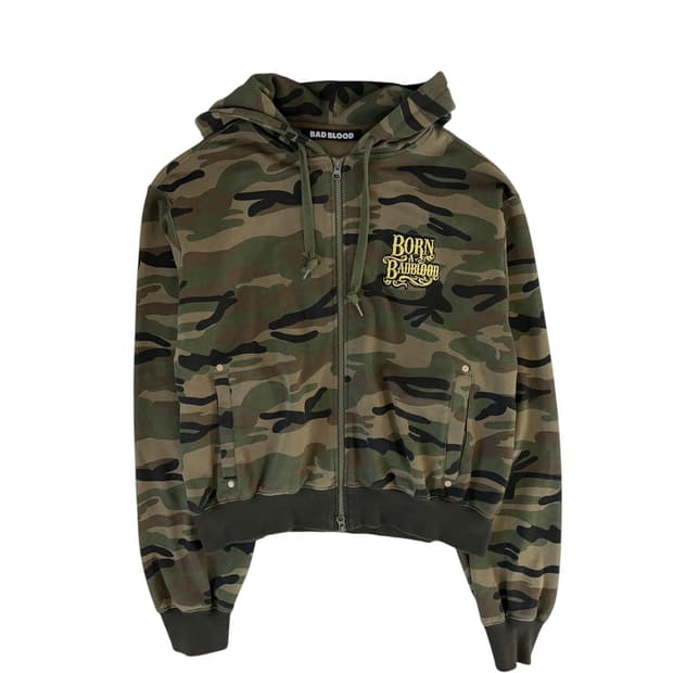 배드블러드 카모 후드집업 m
