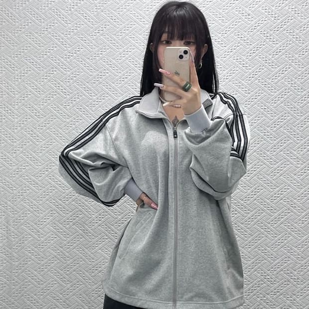 아디다스 빈티지 캐주얼 오버핏 그물 삼선 스웻 져지 집업 0 C13257