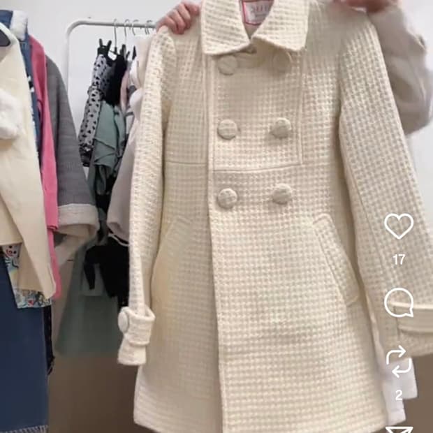 라떼갸루 아이보리 빈티지 와플 코트