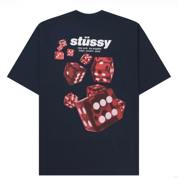스투시 롤러스 다이스 반팔 티셔츠 네이비 L