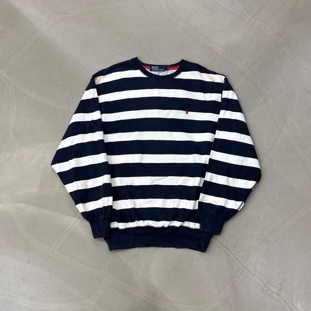 폴로 스트라이프 맨투맨 L